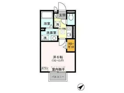 リバーフィールド(1K/1階)の間取り写真