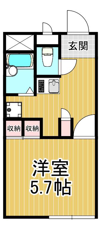 レオパレス 甲東(1K/2階)の間取り写真