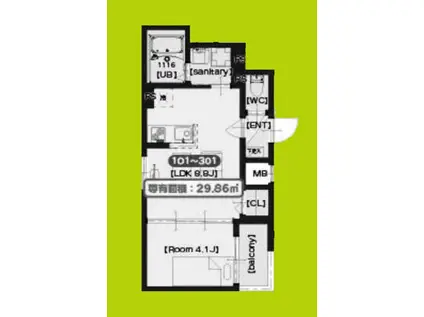 オリエンタルコート千本北(1LDK/1階)の間取り写真