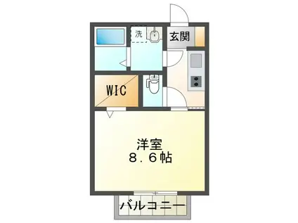 フルーレ(1K/1階)の間取り写真