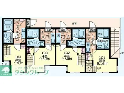 シティハイツ三田(ワンルーム/1階)の間取り写真