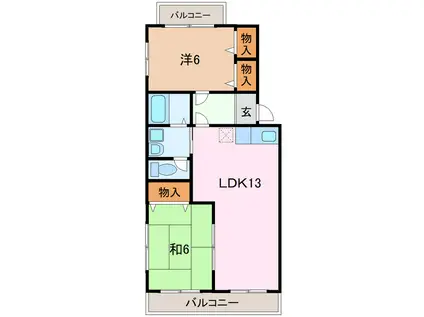 エスペランス アン(2LDK/1階)の間取り写真