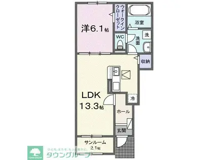 ライフベリー B(1LDK/1階)の間取り写真