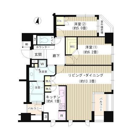 パークホームズ文京白山(2LDK/12階)の間取り写真