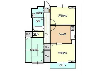 ル・グランヴェールI(3DK/1階)の間取り写真