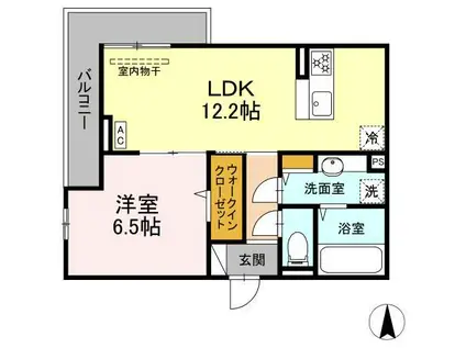 THREE(1LDK/2階)の間取り写真