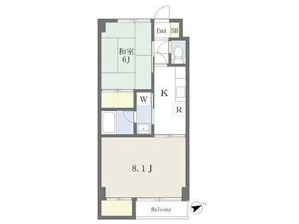 ハイムスT1(2K/4階)の間取り写真