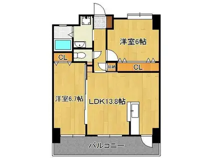 フェルト127(2LDK/14階)の間取り写真