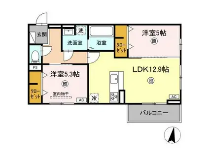 PREMILIFE日岡(2LDK/3階)の間取り写真