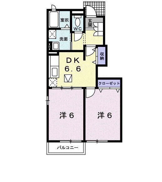 ファシネイション春日I(2DK/1階)の間取り写真