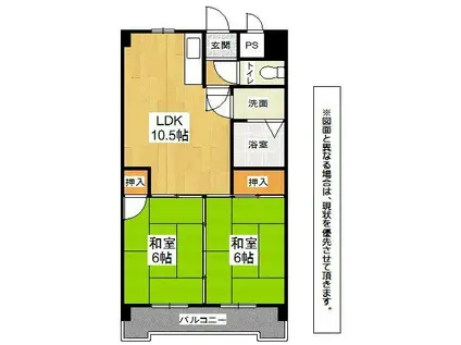 フジエホワイトローザ熊谷(2LDK/7階)の間取り写真