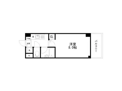 湖山ヒルズ(1K/8階)の間取り写真