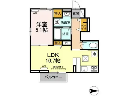 パティオブリッサ武中(1LDK/1階)の間取り写真