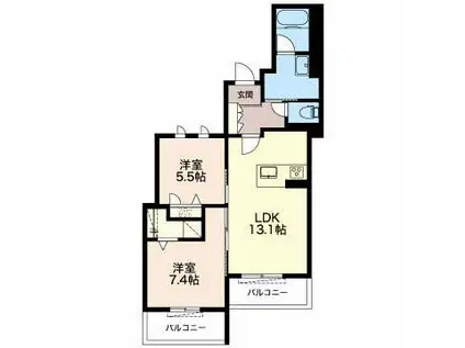 CORTILE(2LDK/3階)の間取り写真