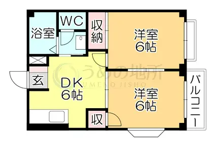 レピュートおんつかII(2DK/2階)の間取り写真