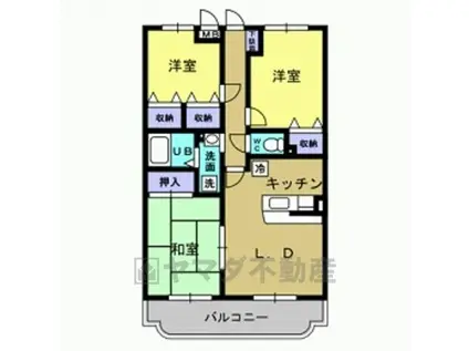 サンツ・ヤマモトA棟(3LDK/2階)の間取り写真