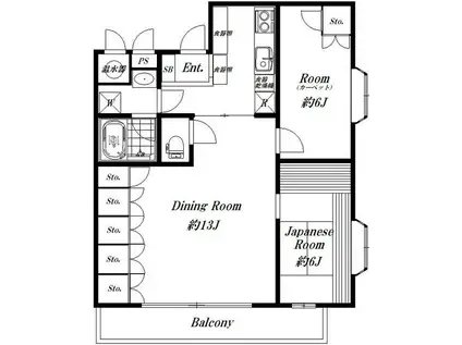 プロスペアー祐天寺テラス(2LDK/3階)の間取り写真