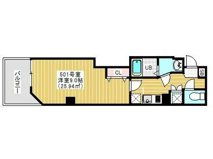 シャルム・ドゥ・プランドールII(1K/5階)の間取り写真