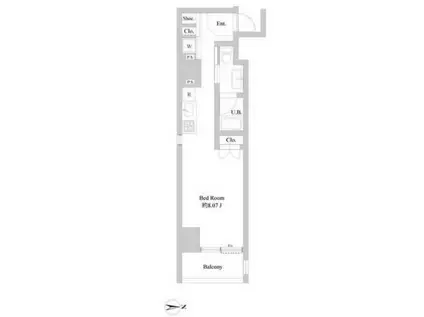 ミリアレジデンス北新宿(1K/4階)の間取り写真