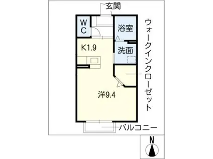 シングルコートミネックス A(ワンルーム/1階)の間取り写真