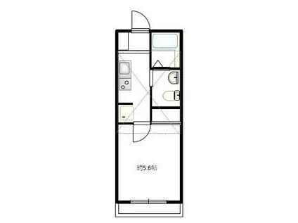 サンティエグラン横浜白楽(1K/2階)の間取り写真
