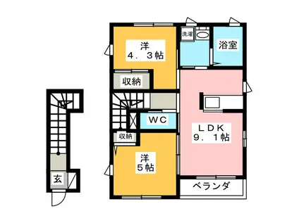 SHM2244(2LDK/2階)の間取り写真