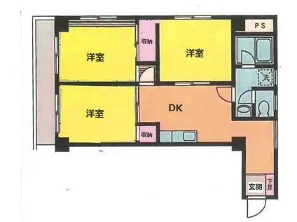 ダイアパレス大口(3DK/3階)の間取り写真