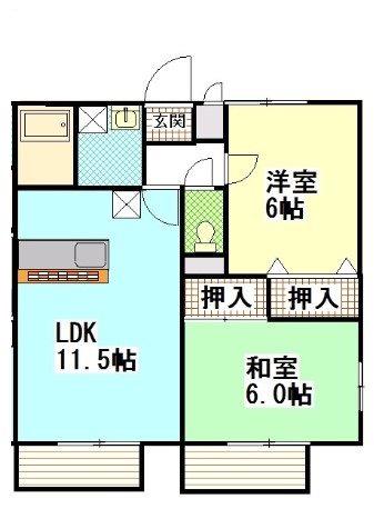 ヴィラコート(2LDK/1階)の間取り写真