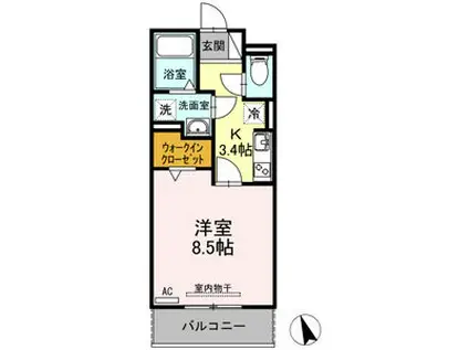 太閤アイサンメゾン (1K/2階)の間取り写真