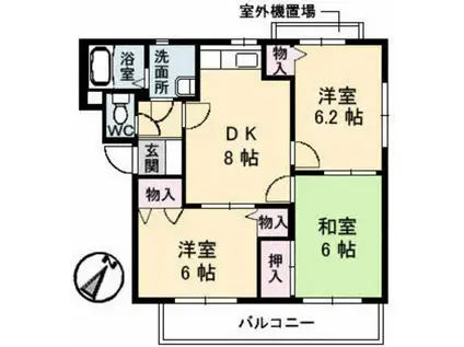 カプリス戸坂中町(3DK/3階)の間取り写真