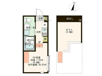 ハルティーニ(1K/1階)の間取り写真