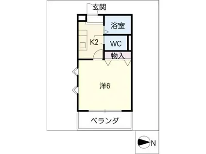シャンボール瑞穂(1K/2階)の間取り写真