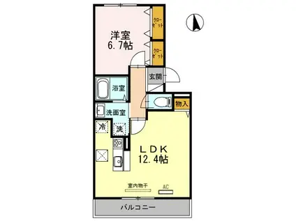 ベンハウス(1LDK/1階)の間取り写真