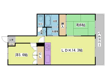 ライオンズマンション西鈴蘭台第2(2LDK/2階)の間取り写真
