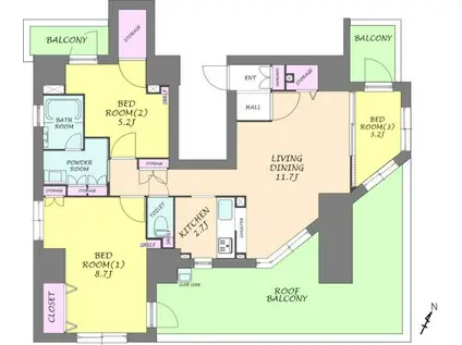 櫻壽SHIBUYA(3LDK/4階)の間取り写真