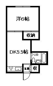 グリーンハウス(1DK/2階)の間取り写真