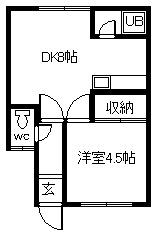 マイルーム8.5(1DK/2階)の間取り写真