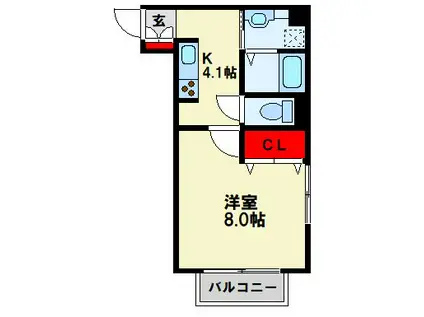 FUGA清納(1K/3階)の間取り写真
