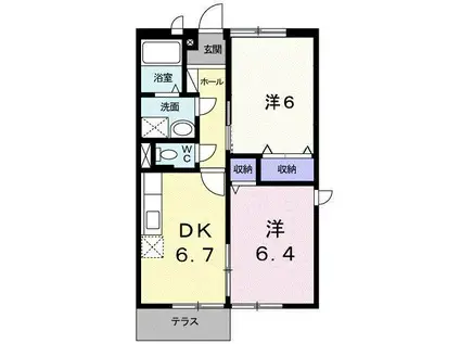ステラ猪野II(2DK/1階)の間取り写真