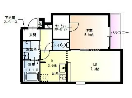 フジパレス和歌山黒田I番館(1LDK/1階)の間取り写真
