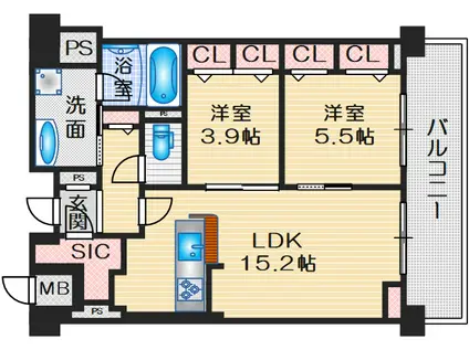 REFISIA箕面船場(2LDK/8階)の間取り写真