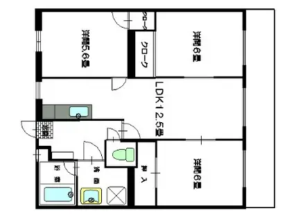 セレスハイム中山(3LDK/2階)の間取り写真