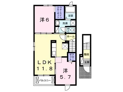 四季彩館B(2LDK/2階)の間取り写真