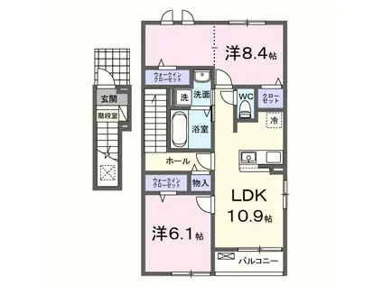 ハレレアI(2LDK/2階)の間取り写真