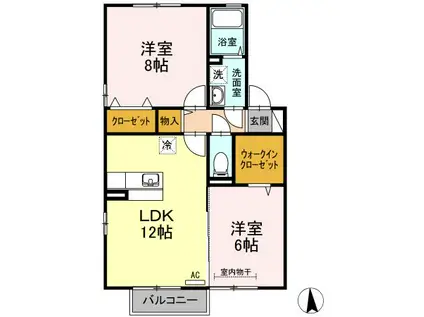 リジェールA棟(2LDK/2階)の間取り写真
