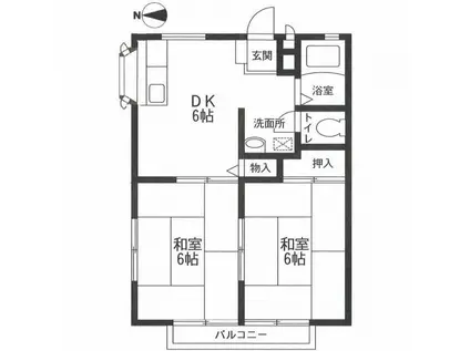サンハイム N(2DK/2階)の間取り写真