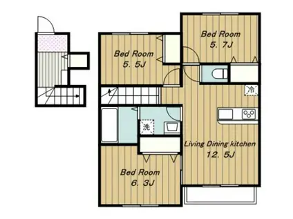 プラサートハウス(3LDK/2階)の間取り写真