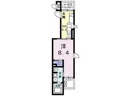 ブランドール湘南(1DK/4階)の間取り写真