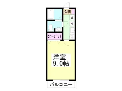 グランカルム津田沼(1K/1階)の間取り写真