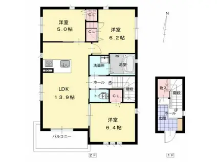 シェソワ七隈(3LDK/1階)の間取り写真